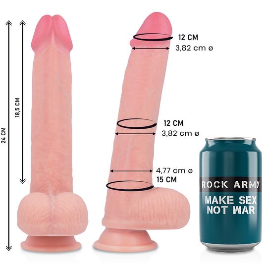 Dildo Realist Premium, ROCKARMY - Kingcobra, Silicon Lichid, Baza Ventuza, 24 cm / O 4,77 cm