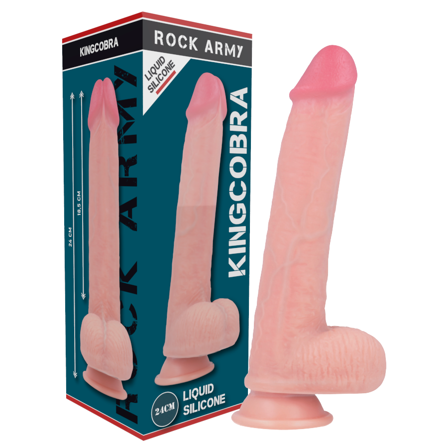 Dildo, Rockarmy - Kingcobra Realistic, Silicon Lichid cu Ventuza, 24 CM x 4.77 CM