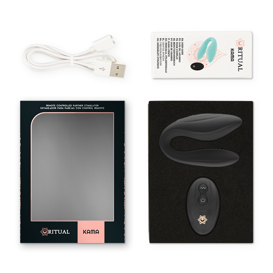 Vibrator pentru Cupluri, Rithual - Kama, cu Telecomanda, Azabache