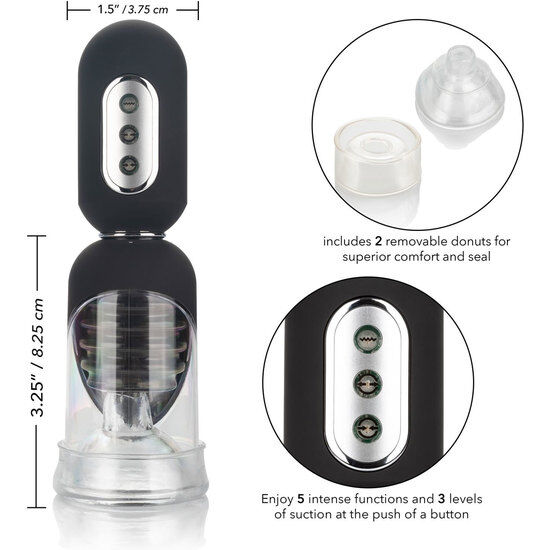Pompa Marire Penis, CalExotics - Get Hard Head Set, Automata cu 3 Niveluri de Aspiratie si 5 Functii de Vibratie, 13.25 CM