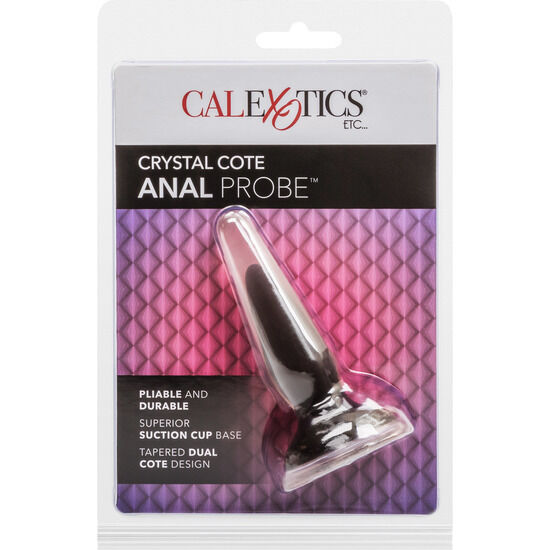 Plug Anal, CalExotics - Crystal Cote, Baza cu Ventuza, D - 2.5 CM / Lungime 8 CM / Negru
