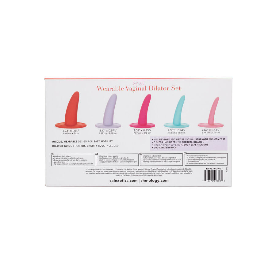 Set Dilatatoare Vaginale, CalExotics - She-Ology, Purtabile din Silicon, 5 Piese
