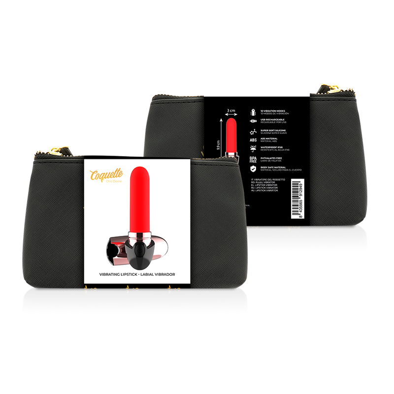 Vibrator, Coquette Chic Desire - Lipstick, Reincarcabil USB, Negru/Auriu