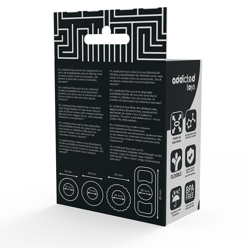 Set Inele pentru Penis, Addicted Toys, Silicon Flexibil, 4 Bucati