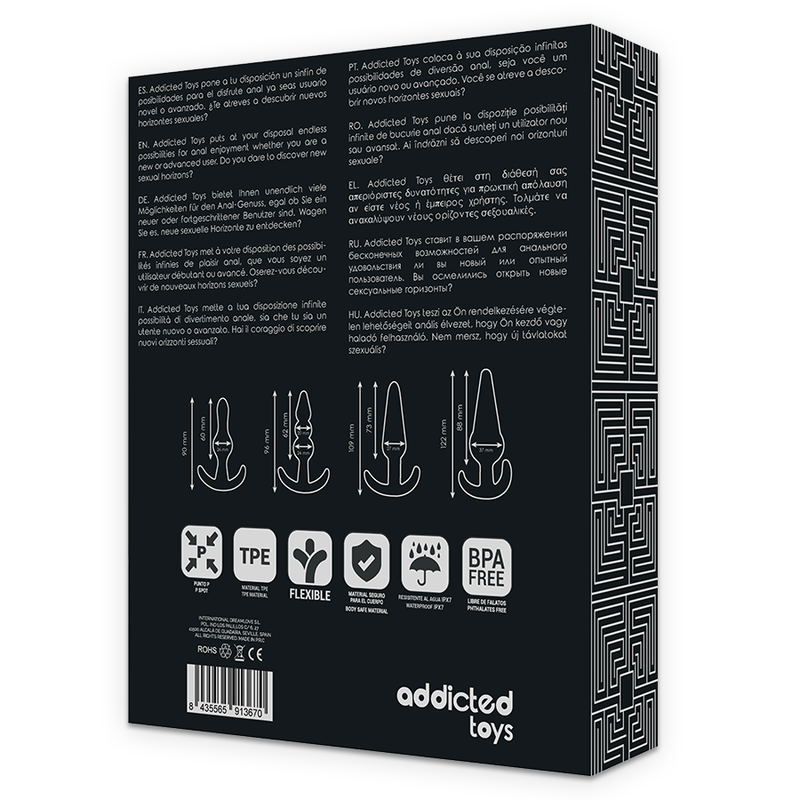 Set Dopuri Anale, Addicted Toys, Material Sigur pentru Corp, 4 Bucati