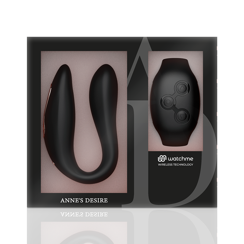 Vibrator pentru Cupluri, Anne's Desire - Dual Pleasure, Tehnologie Watchme, Negru