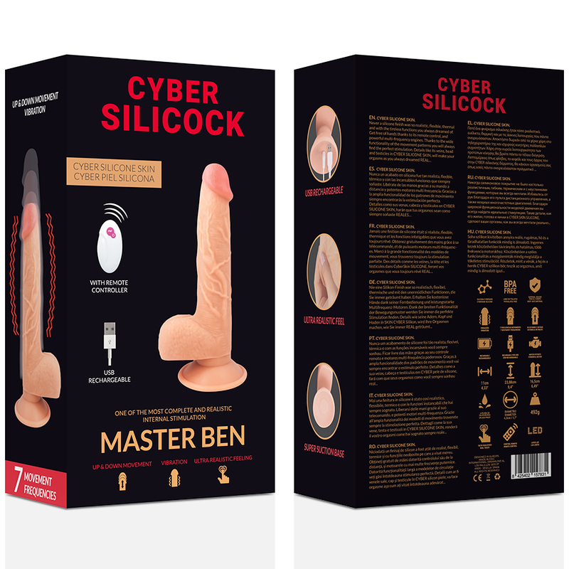 Dildo, Cyber - Silicock, Control de la Distanta, 23.88 CM x 4.3 CM